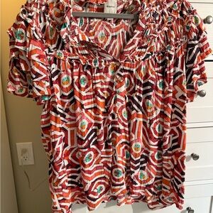 Maeve Multicolor Geometric Print Women's Top - Size XL